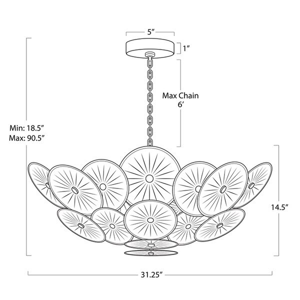 Holly Chandelier (Smoke) - Open Box Line Drawing